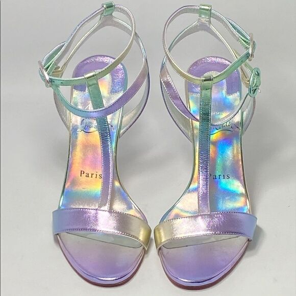 Christian Louboutin 100mm Mara Meatllic Leather Sandals size 37 - Picture 4 of 14